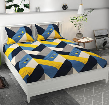 Elastic Fitted Printed Bedsheet for Double Bed