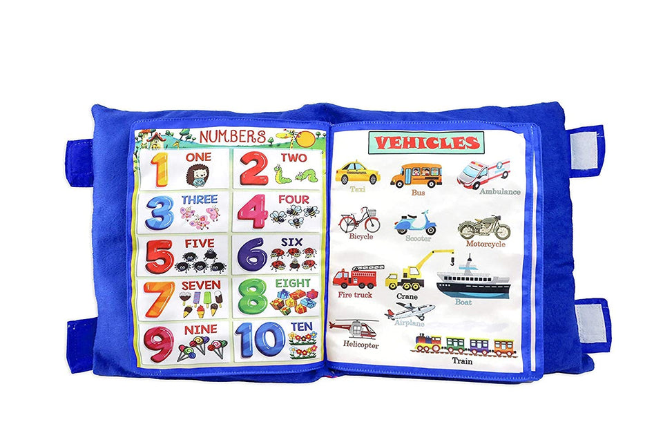 Printed Velvet Learning Baby Pillow/Cushion/Toys/Soft Toys/Toddler Pillow/Kids Pillow for Baby Boy/Baby Girl Colour - Purple (Blue)