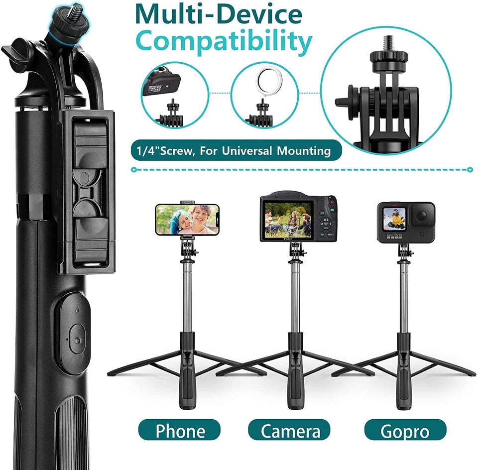 Selfie Stick Tripod with Remote 62inch Extendable mobile selfie stick with tripod stand for Camera Portable Tripod for iPhone and Android Phone...
