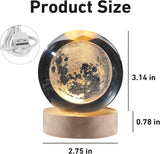 Ball Night Lamp, Creative Engraved Crystal Ball Night Light, USB Table LED Wooden Crystal