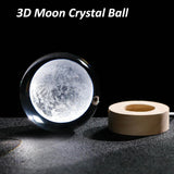 Ball Night Lamp, Creative Engraved Crystal Ball Night Light, USB Table LED Wooden Crystal