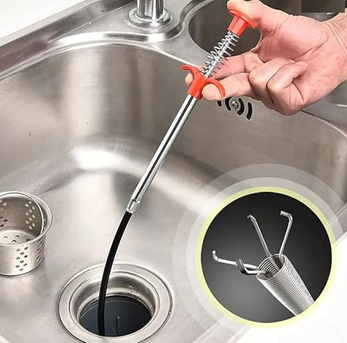 TRUESHOP Drain Pipe Cleaning Spring Stick, Hair Catching Drain Pipe