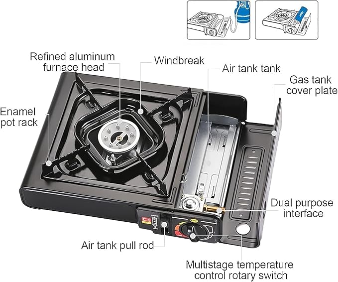Achyut Heavy-Duty Dual Fuel Portable Camp Stove | High-Output Windproof Butane & Gas Burner