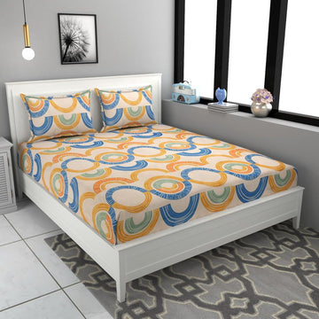 Cotton Elastic Fitted Printed King Size Double Bed Bedsheet