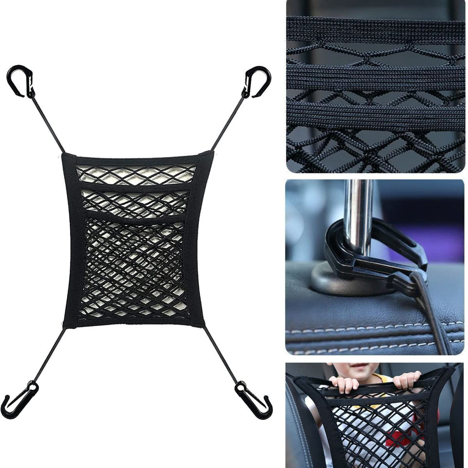 Car Mesh Organizer 3-Layer, car Storage net, Barrier Backseat Mesh Net for, Seat Back Net Bag, Driver Storage Netting Pouch, Automotive Seat Back...