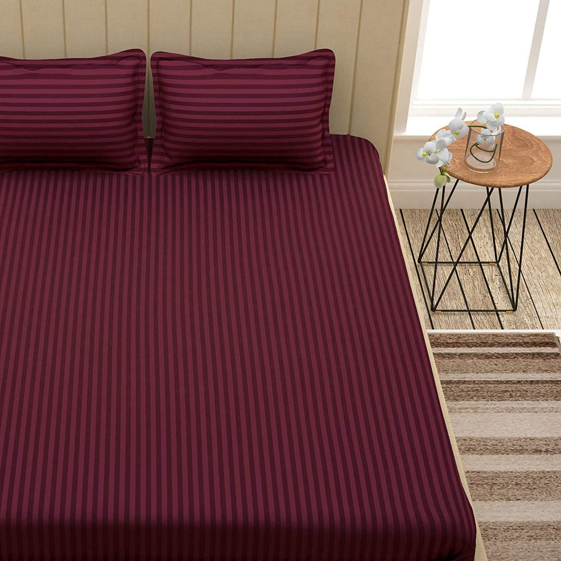 Satin Stripes All Around Elastic Fitted Bedsheet