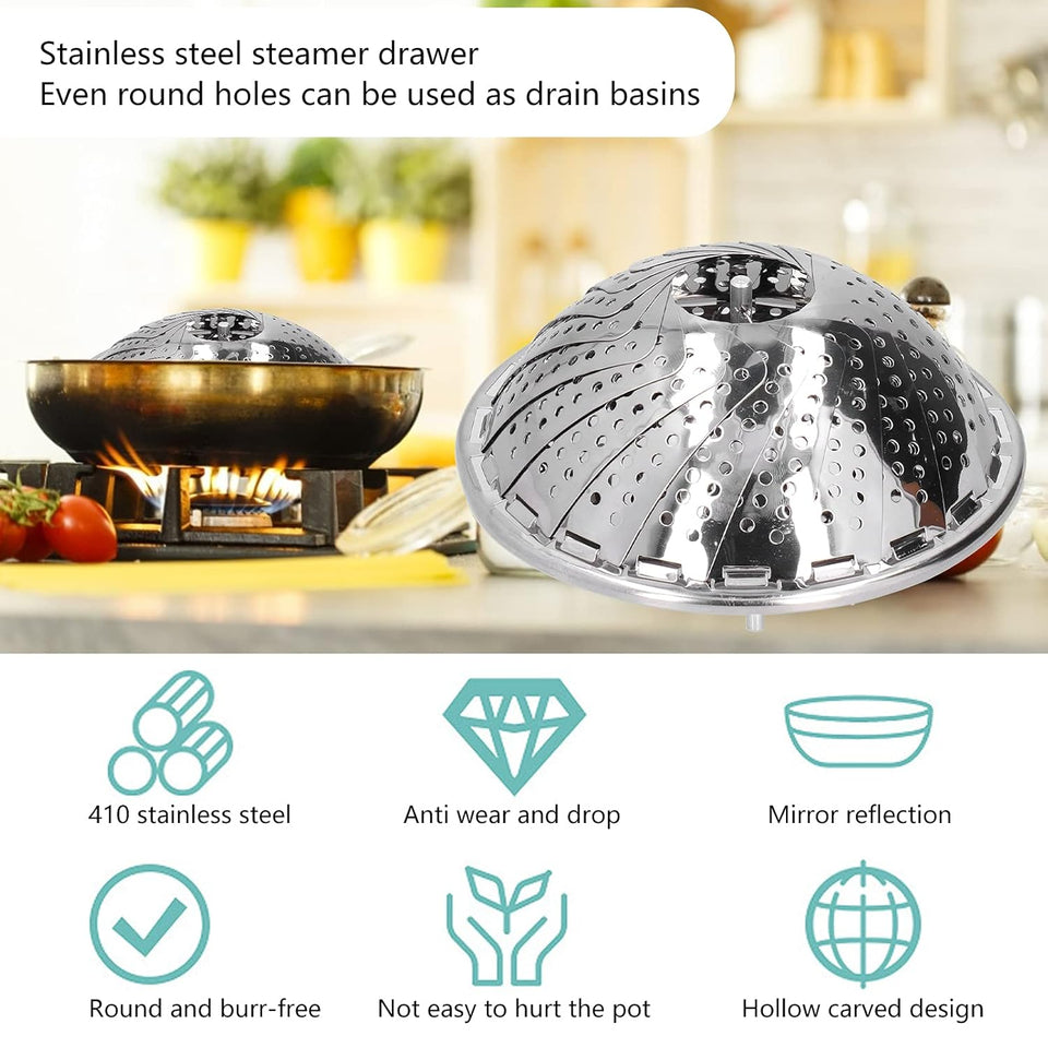 Easy to Use Retractable 410 Stainless Steel Steam Holder Food Grade for Kitchen for Home