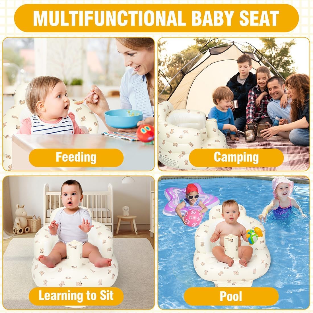 Blow Up Baby Floor Seat with Built in Air Pump