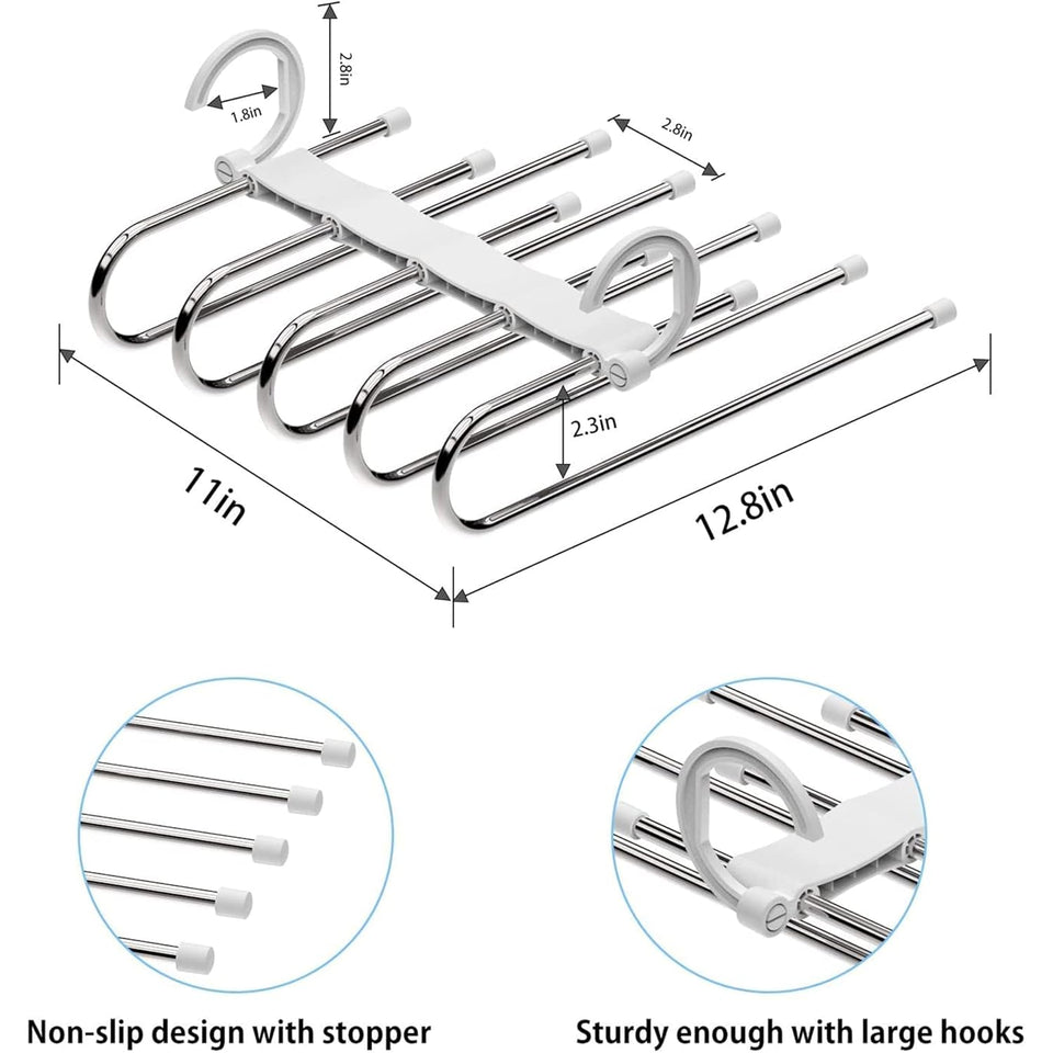Multipurpose 5 in 1 Hangers, Stainless Steel Fordable Hangers for All Types
