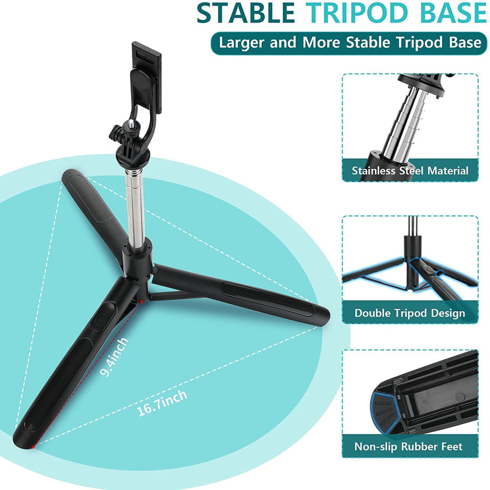 Selfie Stick Tripod with Remote 62inch Extendable mobile selfie stick with tripod stand for Camera Portable Tripod for iPhone and Android Phone...