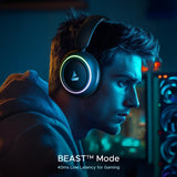 boAt Rockerz 480, RGB LEDs,6 Light Modes, 40mm Drivers,Beast Mode, 60H Battery, ENx Tech, Stream Ad Free Music via App Support, Bluetooth Headphones, Wireless Over Ear Headphone with Mic (Black Sabre)