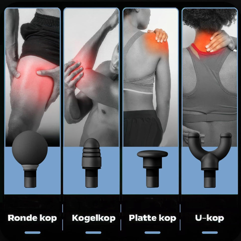 Portable Muscle Massage Gun with 4 Massage Heads, 6 Speeds Percussion Body Back Massager for Athletes Muscle