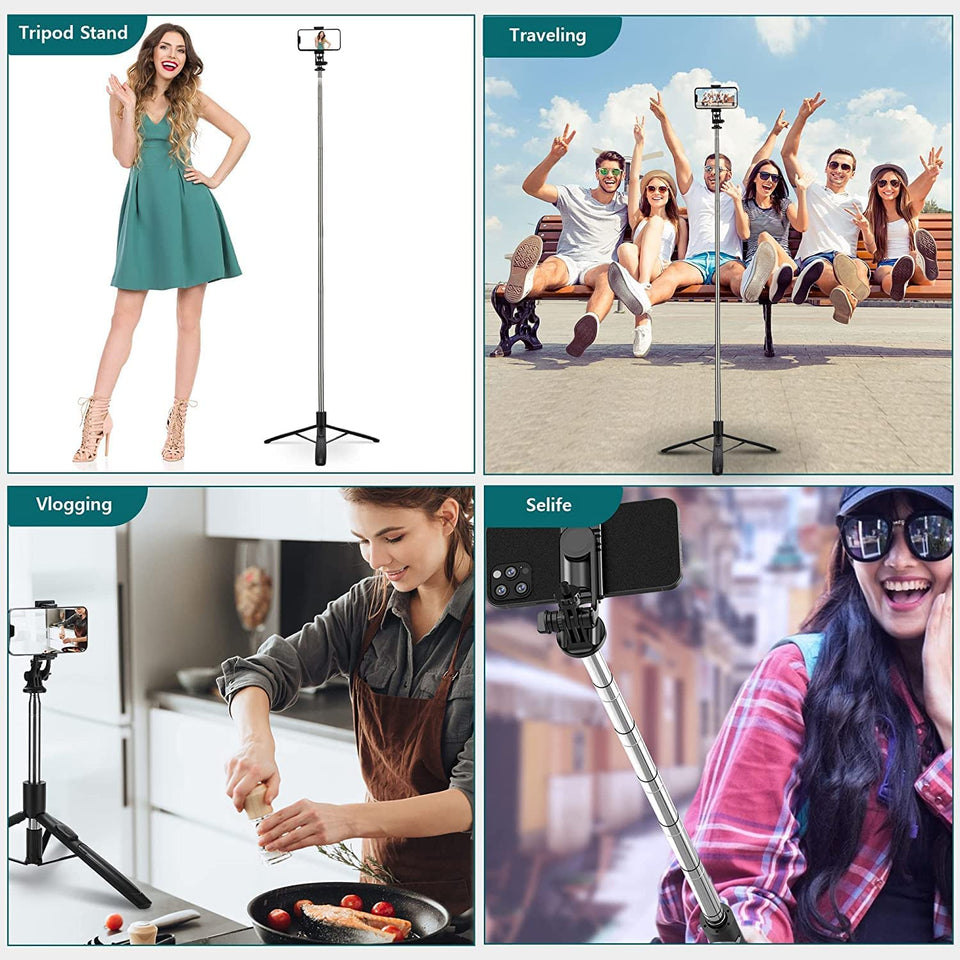 Selfie Stick Tripod with Remote 62inch Extendable mobile selfie stick with tripod stand for Camera Portable Tripod for iPhone and Android Phone...