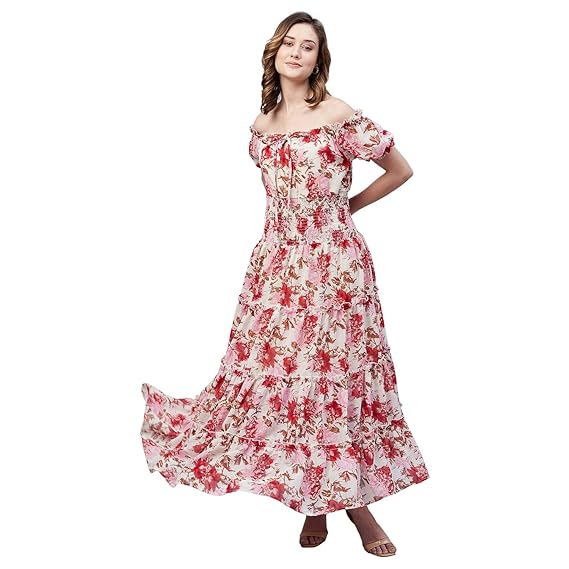 Women's Georgette Fit and Flare Maxi Dress