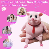 Novelty Cute Squishy Toy Pink Pig Gifts for Kids Adults, Decompress and Stress Stretch Animal Anxiety Relief Autism Disorders, Funny Pig Man...
