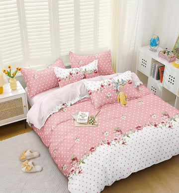 Soft Glace Cotton Double Bedsheet with Two Pillow Covers