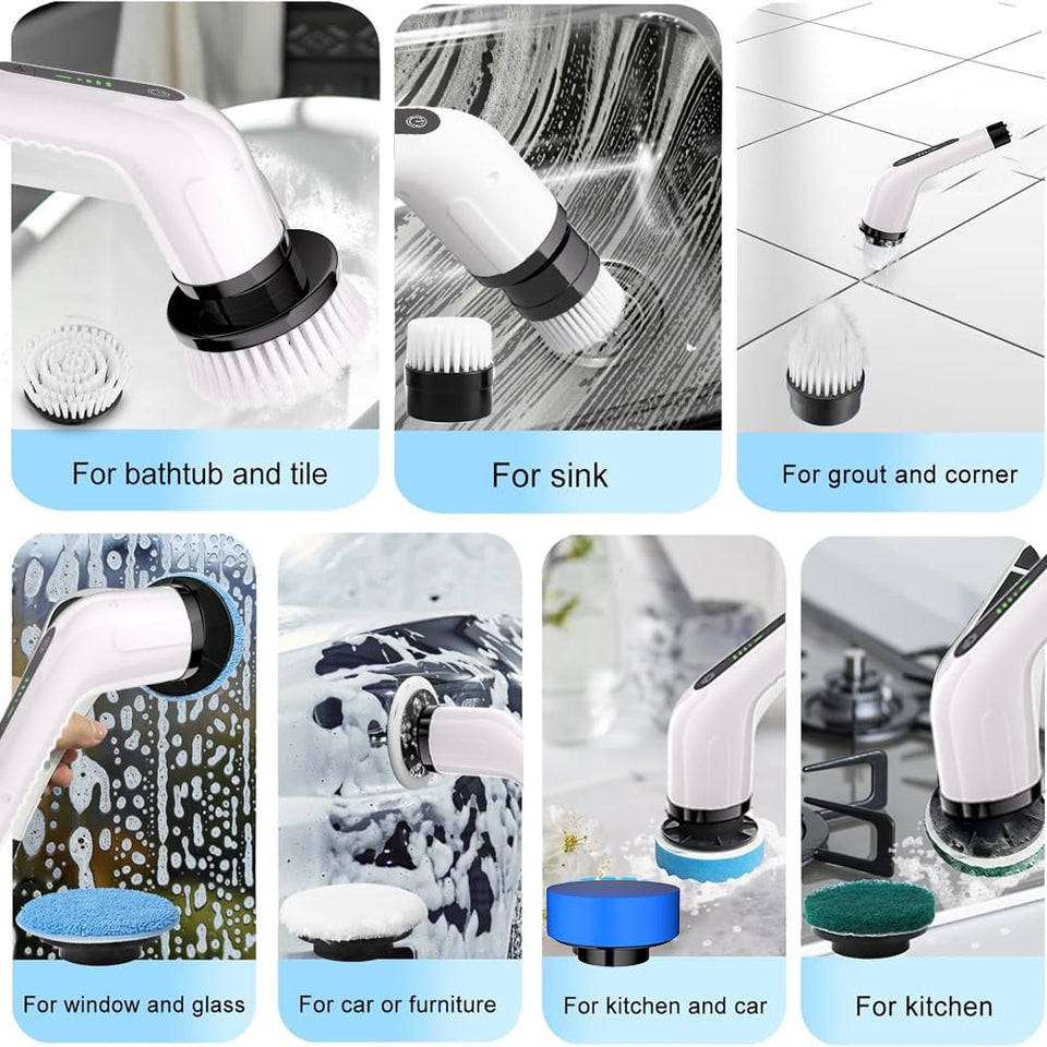 Electric Spin Scrubber,Cordless Cleaning Brush With 7 Replaceable Brush Heads Power Scrubber Shower Cleaning Brush With Adjustable & Detachable...