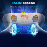 Neck Cooling Fan, Air Conditioner Neck Fan with Cooling Plate 4400mAh Rechargeable Battery Operated, Wearable Personal Fan, Ergonomic Design, White