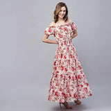 Women's Georgette Fit and Flare Maxi Dress