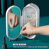 Fordable Jewelry Box With Mirror | Earring And Necklace Display Stand | Jewelry
