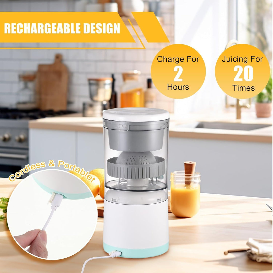 Electric Citrus Juicer – Wireless Mini Portable Rechargeable