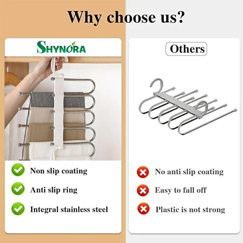 Multipurpose 5 in 1 Hangers, Stainless Steel Fordable Hangers for All Types