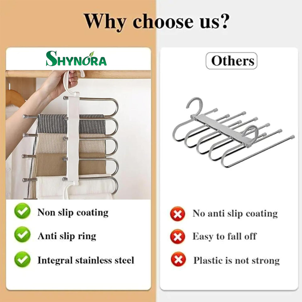Multipurpose 5 in 1 Hangers, Stainless Steel Fordable Hangers for All Types