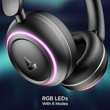 boAt Rockerz 480, RGB LEDs,6 Light Modes, 40mm Drivers,Beast Mode, 60H Battery, ENx Tech, Stream Ad Free Music via App Support, Bluetooth Headphones, Wireless Over Ear Headphone with Mic (Black Sabre)
