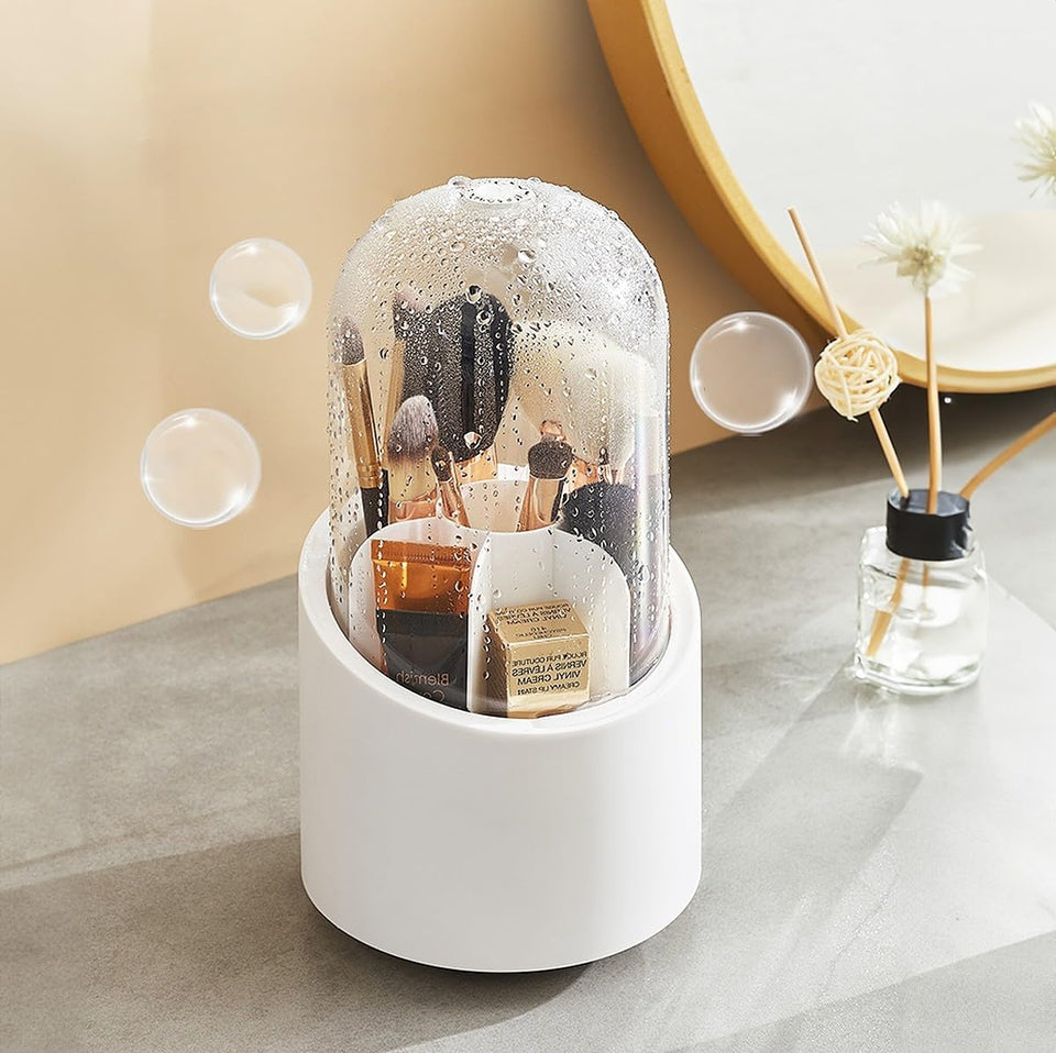 Cosmetic Makeup Brush Storage Holder 360° Rotating Dust-proof Organiser Lipstick Pen Storage Box