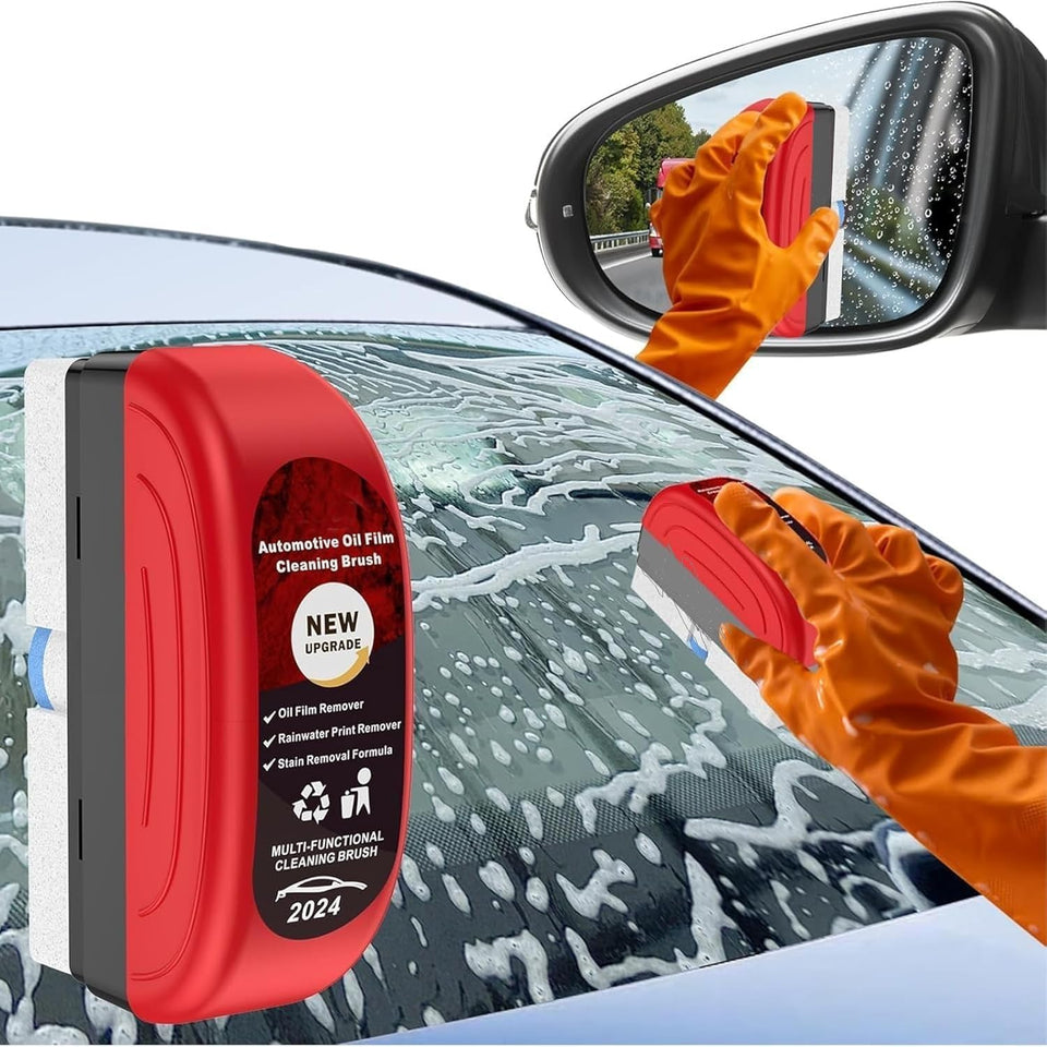 Automotive Oil Film Cleaning Brush, Glass Cleaning Board,Anti-Rain Fog Glass Oil Film Remover for