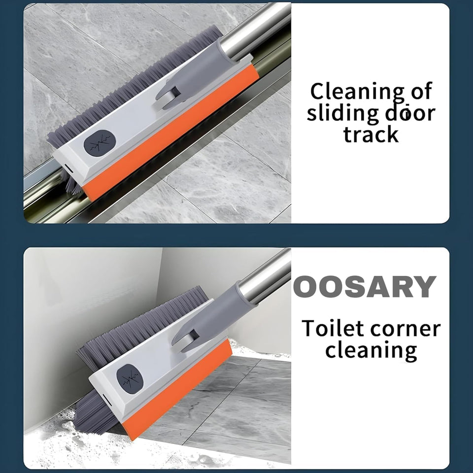 Bathroom Cleaning Brush with Wiper 3 in 1 Tiles Cleaning Brush Floor Scrub Bathroom Brush with Long Handle 180° Rotate Cleaning