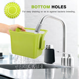 kitchen Sink Organiser (for Dishwasher Liquid, Brush, Cloth, Soap, Sponge), Plastic Drying Rack Sink Basket Self-draining Kitchen Sponge Caddy Organizer