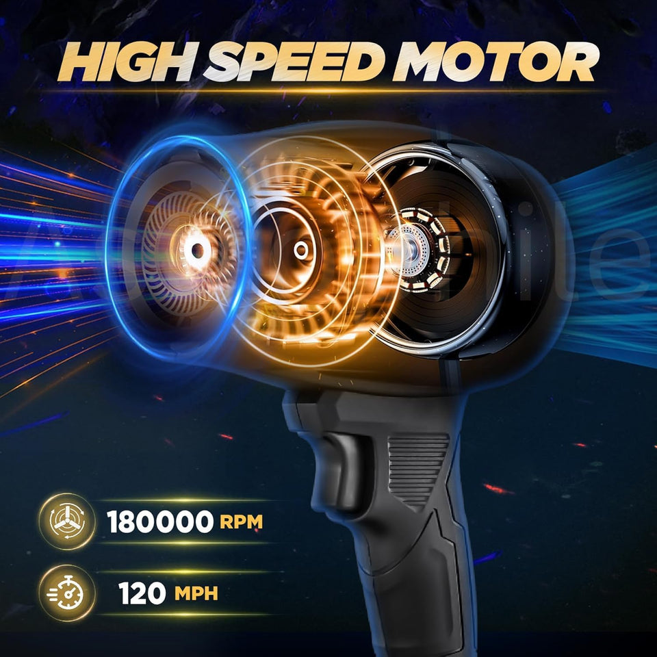 180,000 RPM, 120 MPH, Lightweight Portable TurboDry Cordless Car