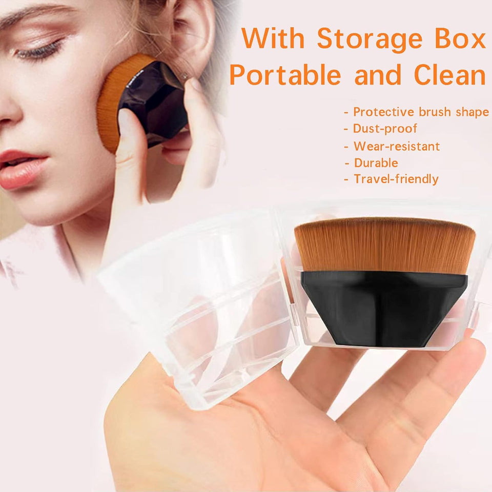 pincéis de maquiagem de base para misturar creme líquido impecável blush facial com capa protetora (pincel Kabuki hexagonal rosa e preto)