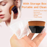 pincéis de maquiagem de base para misturar creme líquido impecável blush facial com capa protetora (pincel Kabuki hexagonal rosa e preto)