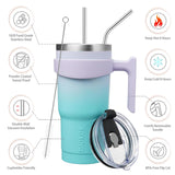 Tumbler With Handle And Straw Stainless Steel Insulated Tumbler Cups For Water Or Ice