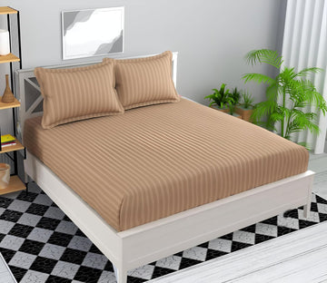 Microfiber Premium Elastic Fitted Striped Bedsheet
