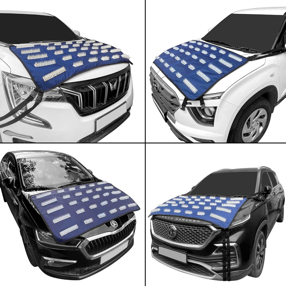agnetic Car Bonnet Cover with Anti-Theft Spikes | Waterproof Universal Protector from Dogs,Monkeys, Dust and UV Rays | Blue