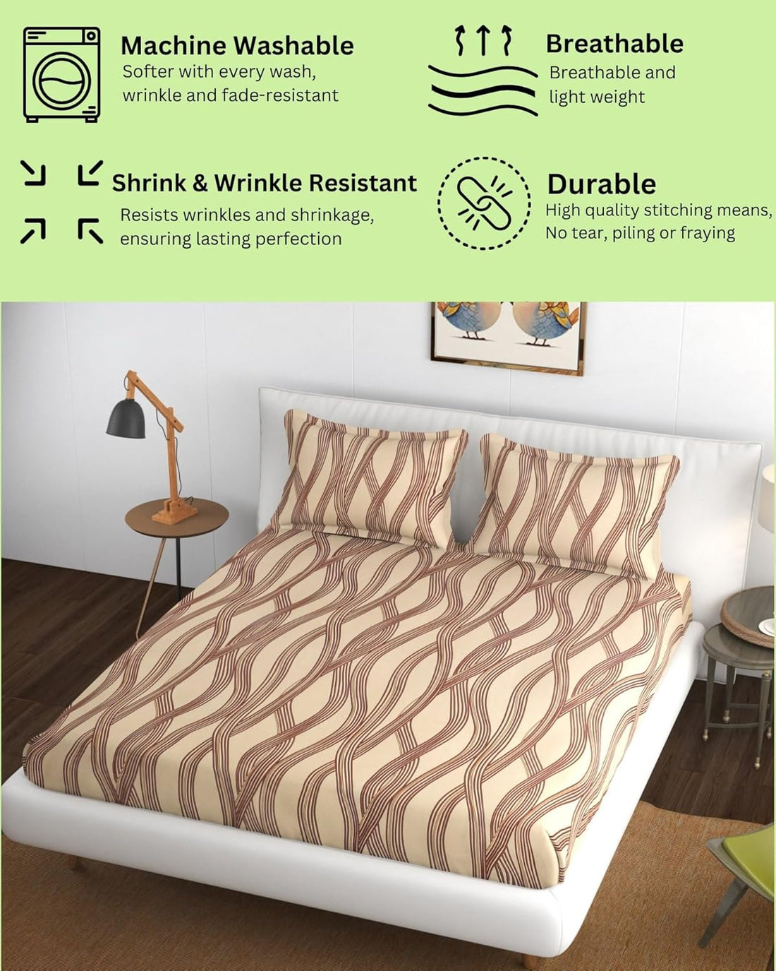 Bedsheet with Elastic Fitted, Bed Sheet Double Bed