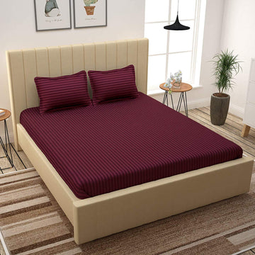 Satin Stripes All Around Elastic Fitted Bedsheet