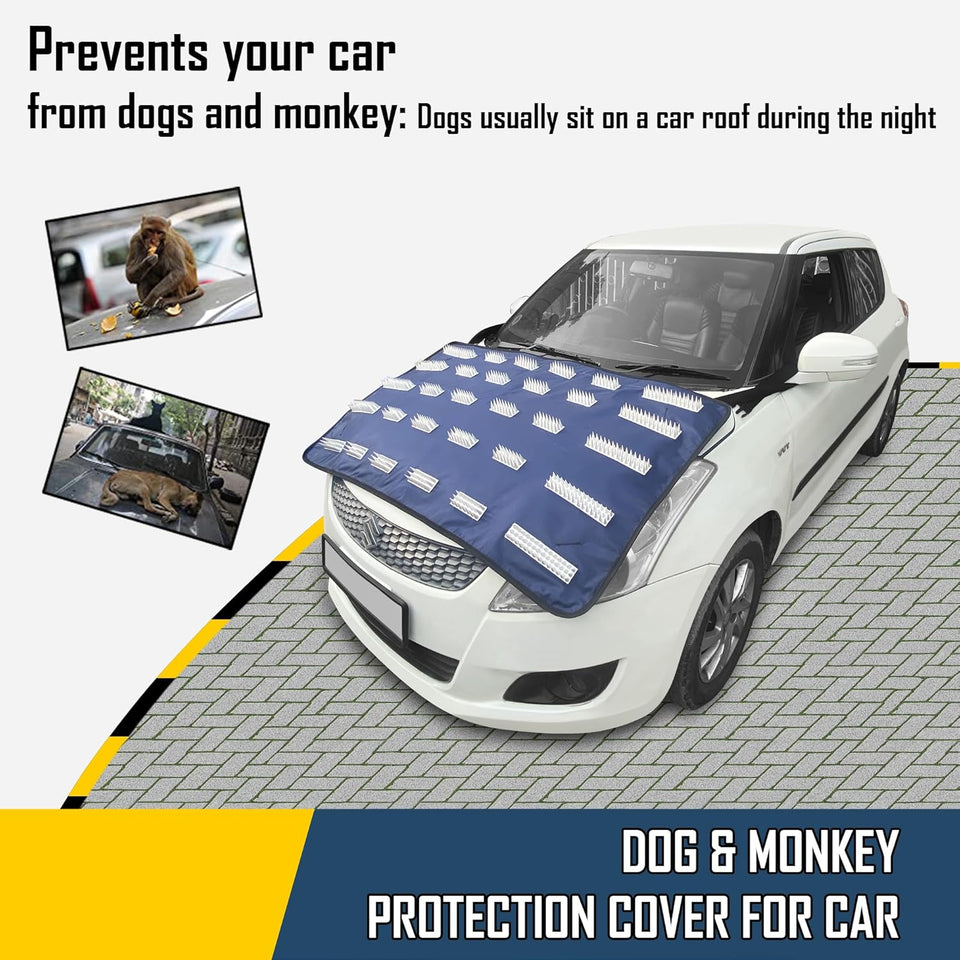 agnetic Car Bonnet Cover with Anti-Theft Spikes | Waterproof Universal Protector from Dogs,Monkeys, Dust and UV Rays | Blue