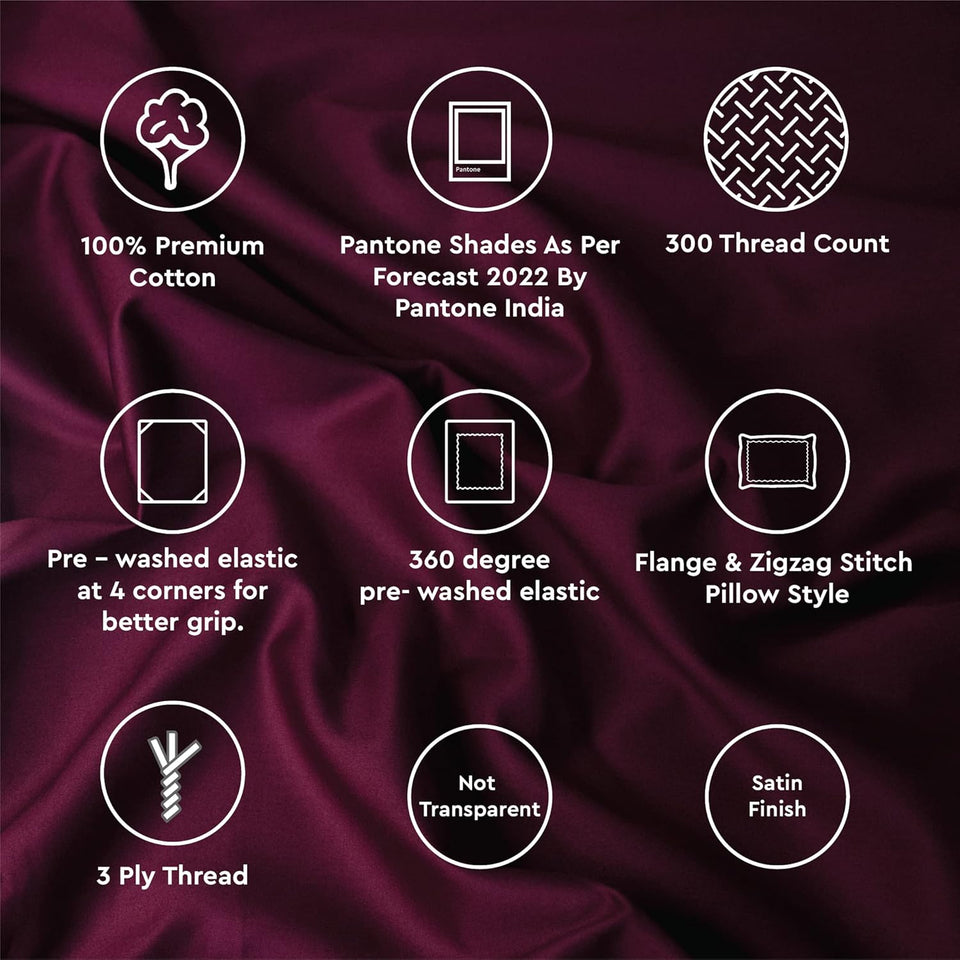 haus & kinder Elastic Fitted Bedsheets King Size with 2 Pillow Covers, 100% Cotton 300 TC, Melange Collection (California King, Glided Beig