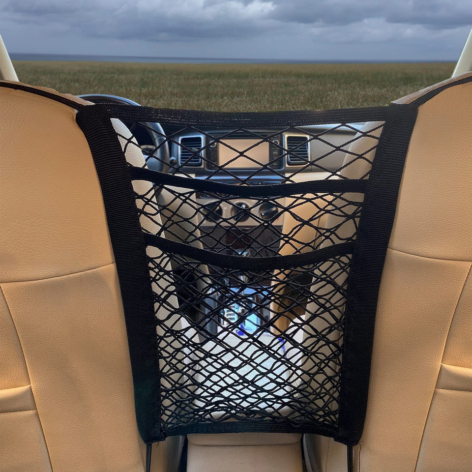 Car Mesh Organizer 3-Layer, car Storage net, Barrier Backseat Mesh Net for, Seat Back Net Bag, Driver Storage Netting Pouch, Automotive Seat Back...