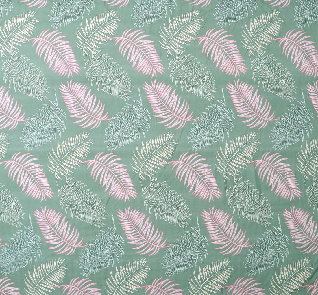 Green Microfiber Flat Wrinklefree Printed Double Bedsheet