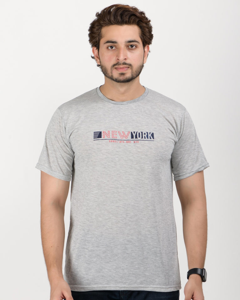 Men Regular Fit Typographic T-Shirt with Round Neck
