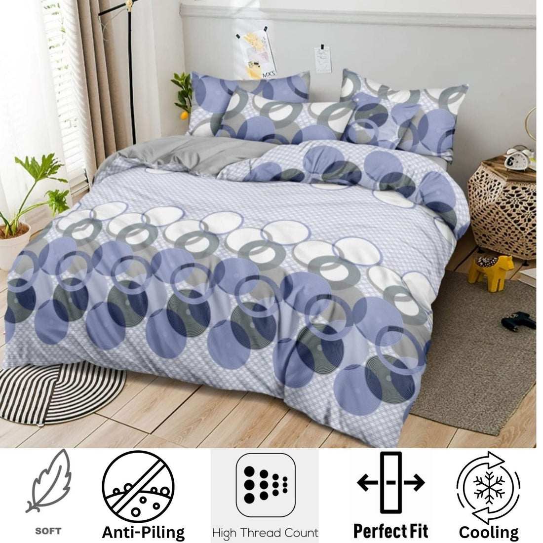 Double Bedsheets Elasticated Glace Cotton