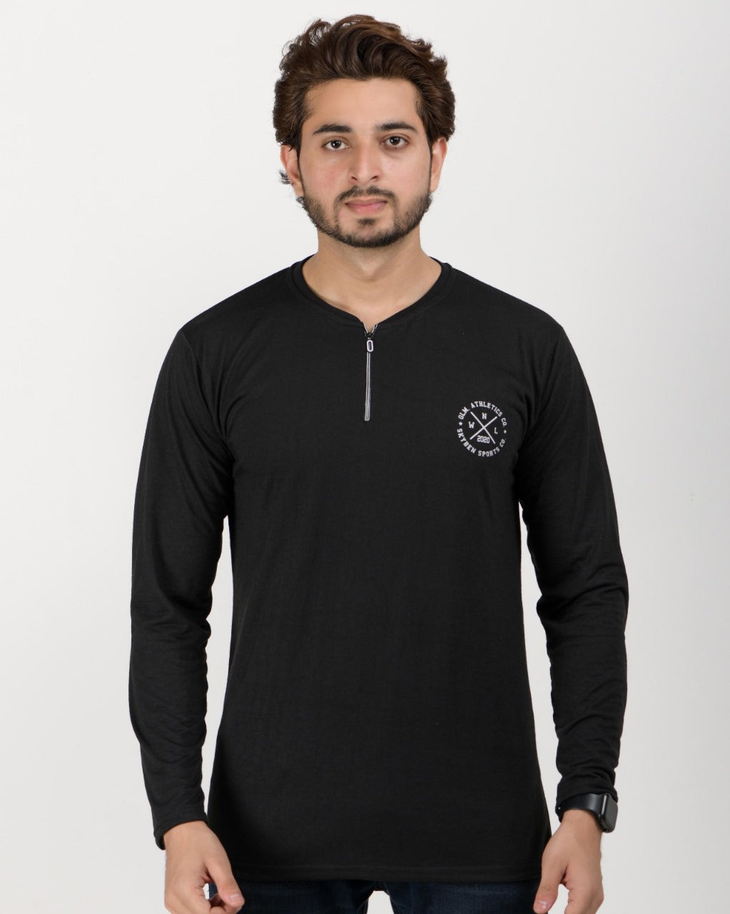 Men Printed Henley Neck Poly cotton White T-Shirt