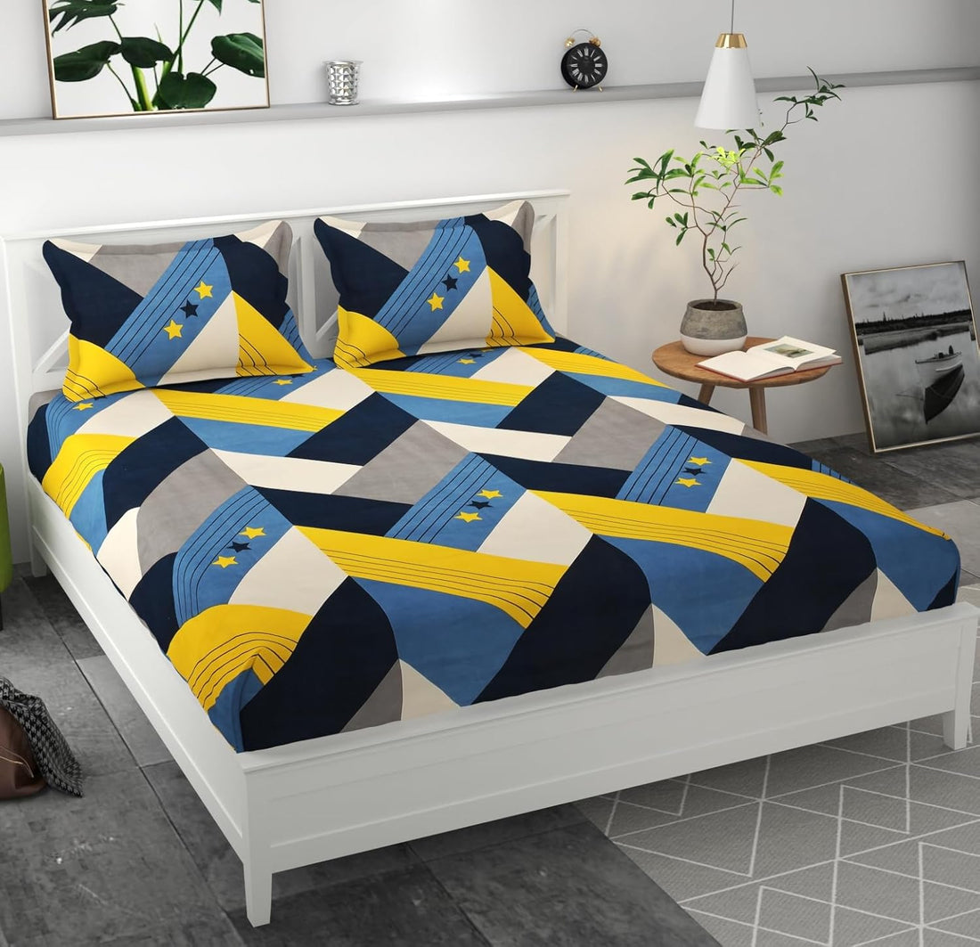 Elastic Fitted Printed Bedsheet for Double Bed