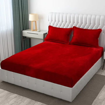 Elite Velvet Solid Woollen Elastic Fitted Bedsheets