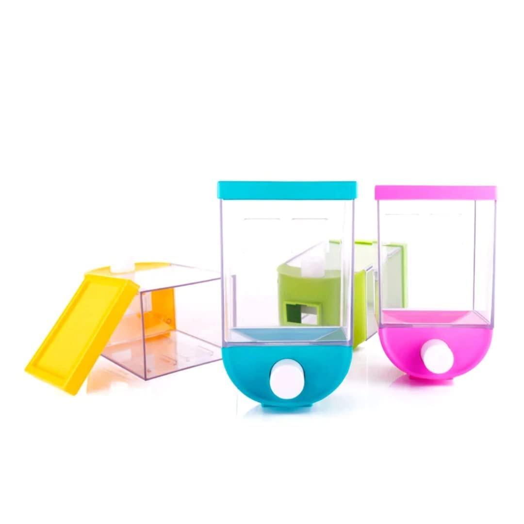 Dry Food Dispenser - Transparent Cereal & Grain Storage Container with Push Button (PACK OF 2)